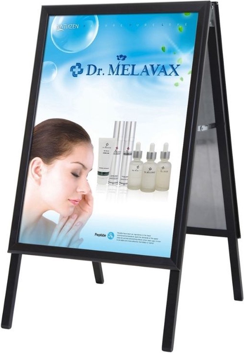 Stoepbord extra stevig B2 32mm Zwart | Aluminium | 91cm x 54,3cm x 70cm (H x B x D) | Zwart | 100% waterdicht